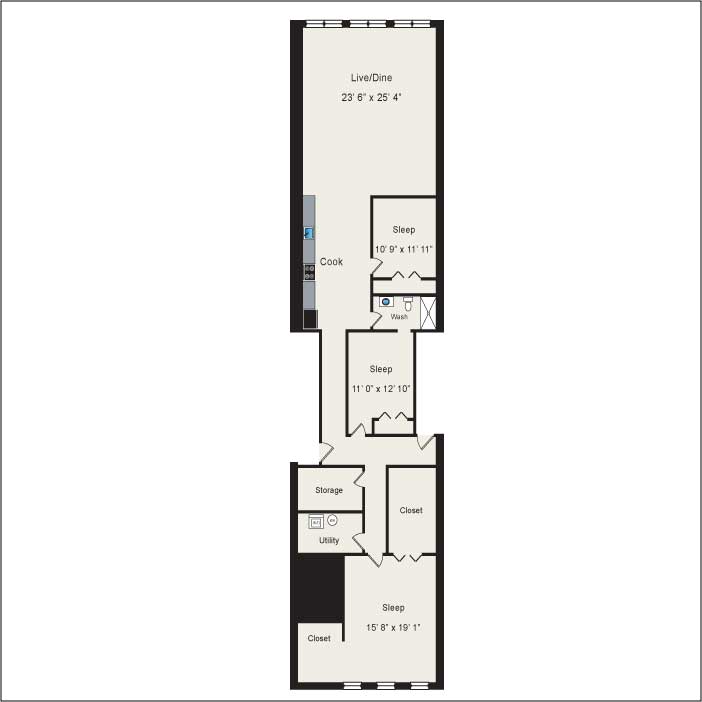 Floor plan for 2 beds, 2 baths, 2146 sqft